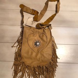 Fringe leather crossbody